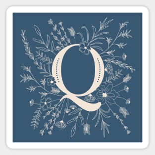 Botanical Letter Q (Lake Blue) Magnet